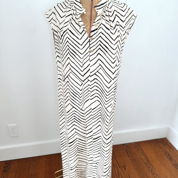 H&M Midi Cream & Black Pattern Dress - Picture 9 of 13